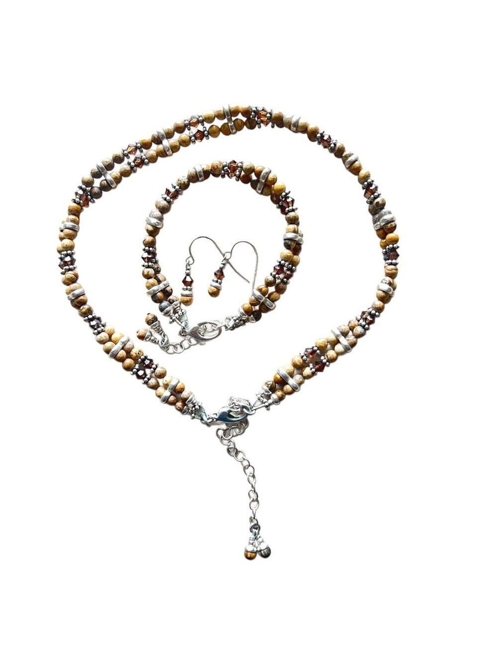 3 Piece Set: Necklace, Bracelet, Earrings - Semi Precious Stones, Canadian
